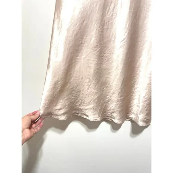 Aritzia Babaton Slip Satin Midi Skirt Size 4 in Denude Color NWOT - Picture 8 of 11